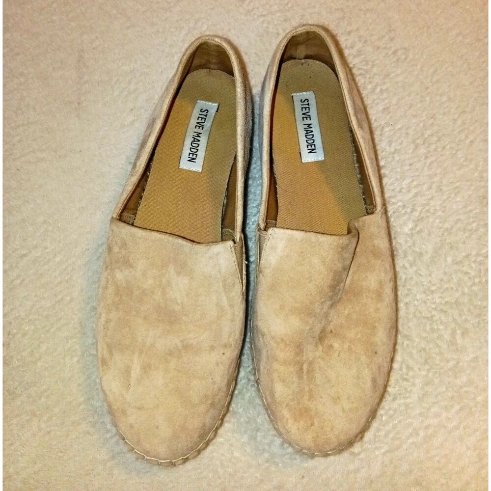 Steve Madden Beige Leather Espadrille Flats Slip-On Round Toe Women's 9.5 M